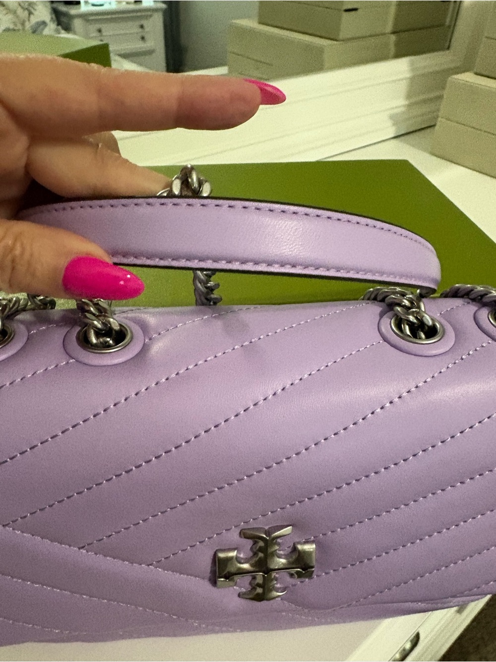 Tory Burch Lavender Quilted Leather Convertible Shoulder Bag - Picture 6 of 12